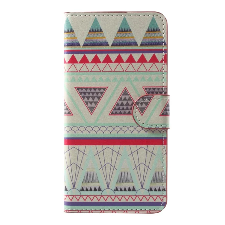 Pattern Printing Leather Card Slots Stand Folio Case for Wiko Sunny 2 Plus - Triangle