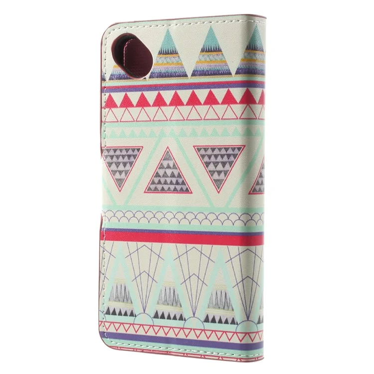 Pattern Printing Leather Card Slots Stand Folio Case for Wiko Sunny 2 Plus - Triangle