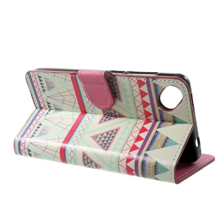 Pattern Printing Leather Card Slots Stand Folio Case for Wiko Sunny 2 Plus - Triangle