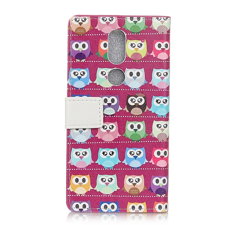 Patterned Leather Wallet Stand Case for Wiko View Prime - Adorable Owls