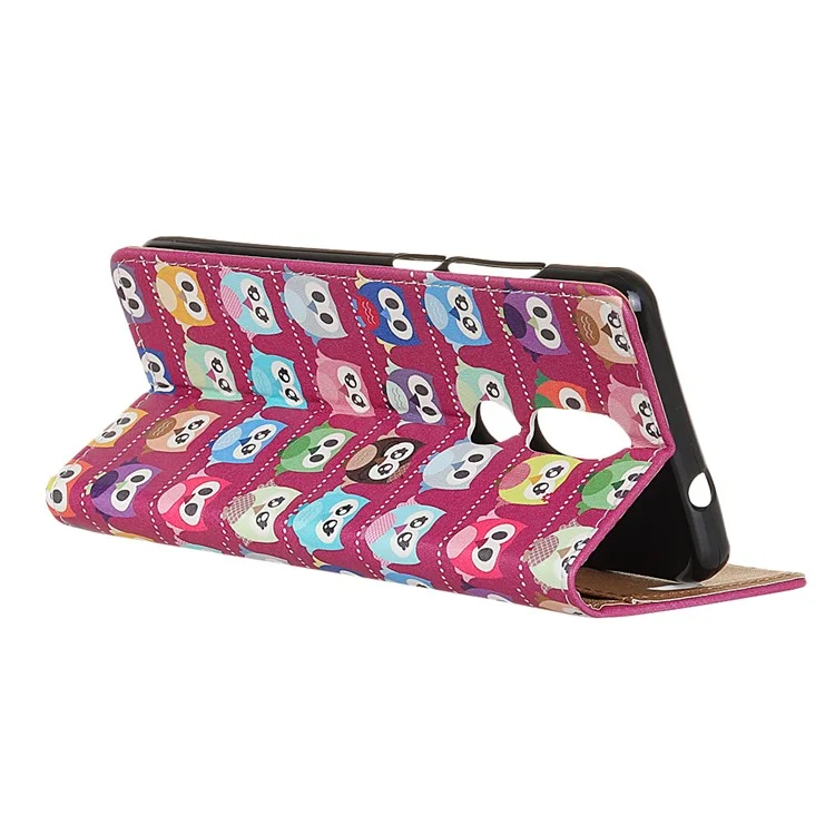 Patterned Leather Wallet Stand Case for Wiko View Prime - Adorable Owls