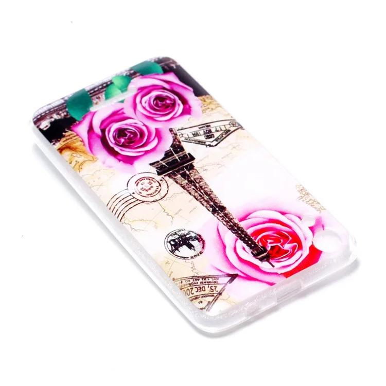 Ultra Thin Patterned Soft TPU Case for Wiko Lenny 4 - Rose and Eiffel Tower