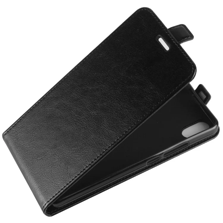 Crazy Horse Vertical Flip Leather Card Holder Phone Case for Wiko Lenny 4 Plus - Black