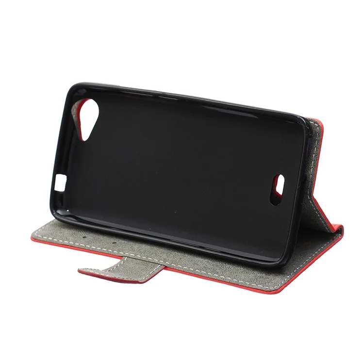 Leather Card Holder Case for Wiko Rainbow Jam with Stand - Black