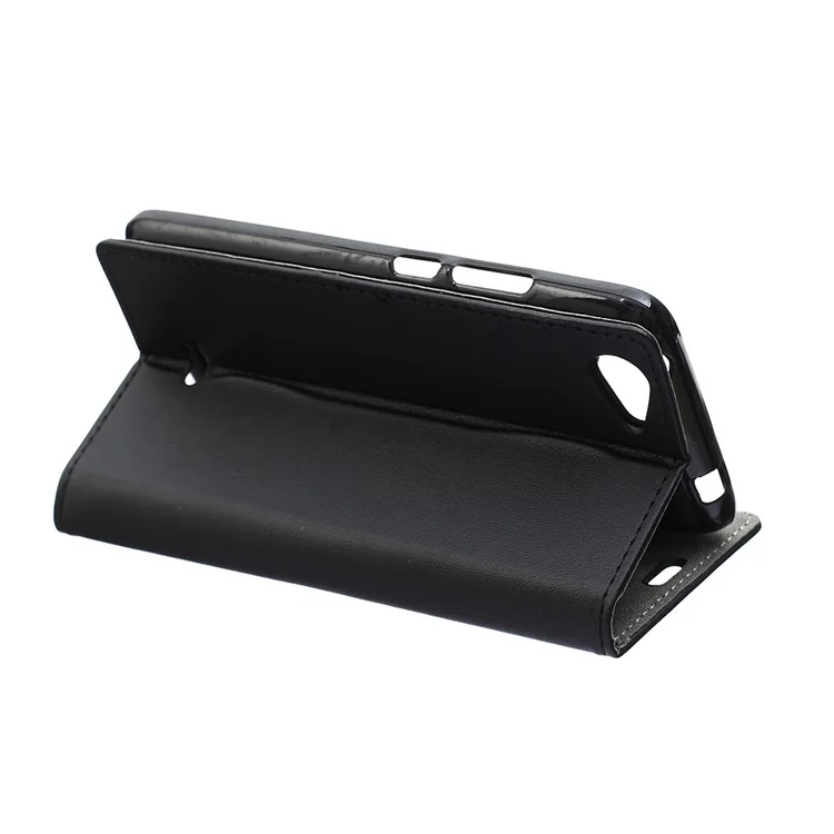 Leather Card Holder Case for Wiko Rainbow Jam with Stand - Black