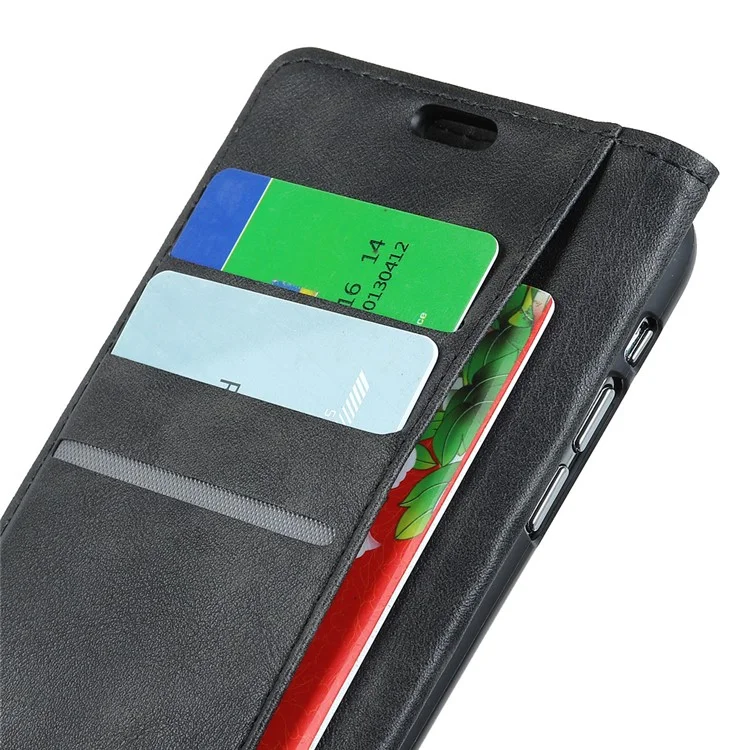 For Wiko View 2 Pro PU Leather Stand Wallet Phone Casing - Black