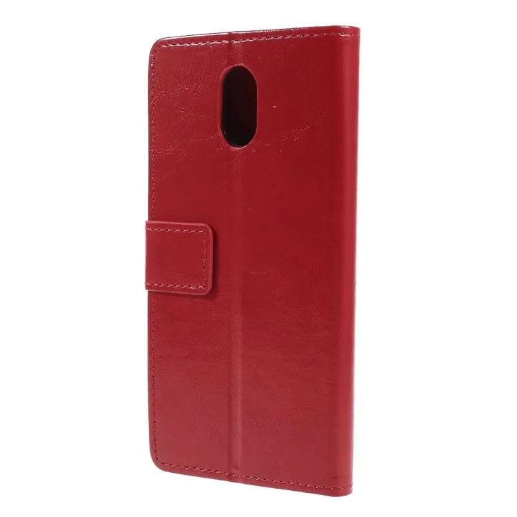 Crazy Horse Wallet Leather Protection Mobile Phone Case for Wiko Lenny 5 - Red