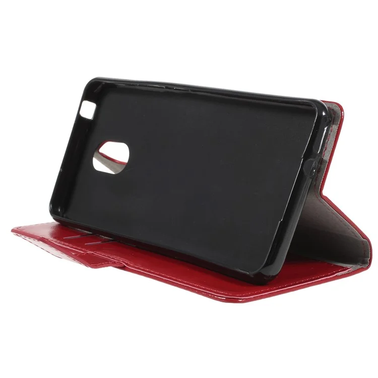 Crazy Horse Wallet Leather Protection Mobile Phone Case for Wiko Lenny 5 - Red
