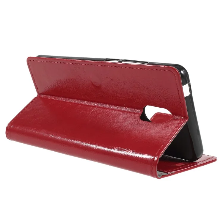 Crazy Horse Wallet Leather Protection Mobile Phone Case for Wiko Lenny 5 - Red