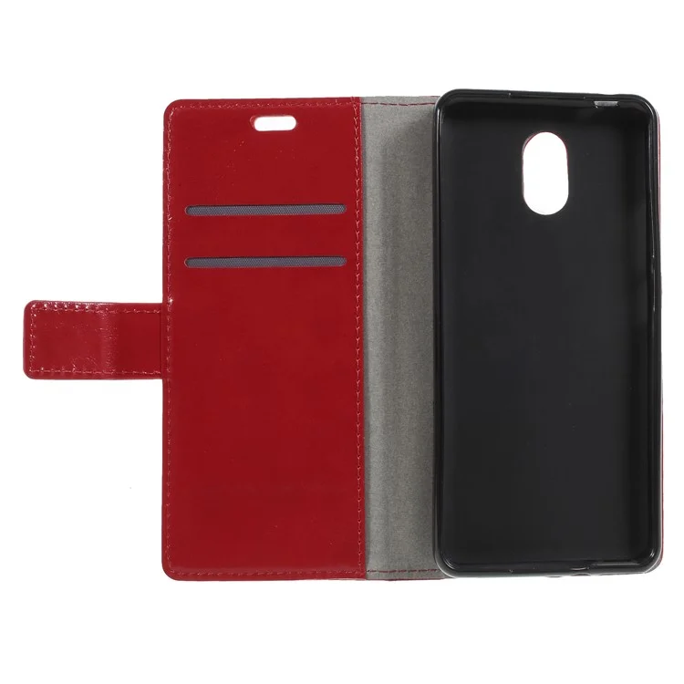 Crazy Horse Wallet Leather Protection Mobile Phone Case for Wiko Lenny 5 - Red