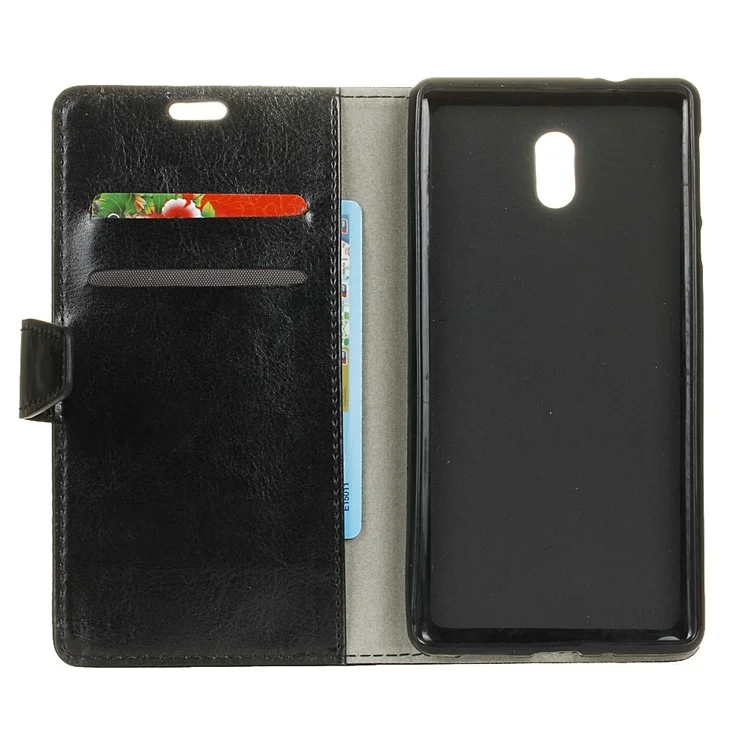 Crazy Horse Texture Wallet Stand Leather Phone Case for Wiko Lenny 5 - Black