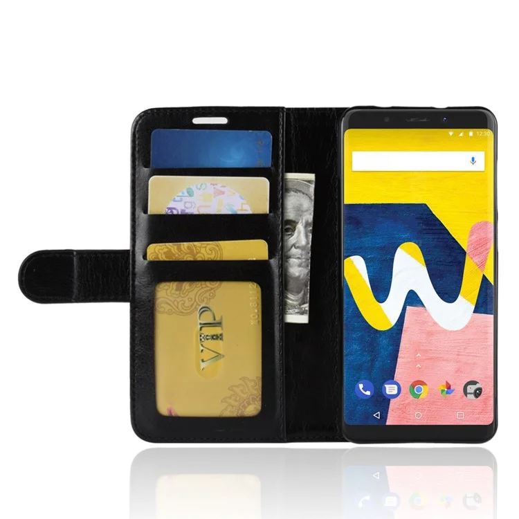 Crazy Horse PU Leather Wallet Cell Phone Case Cover for Wiko View Lite - Black