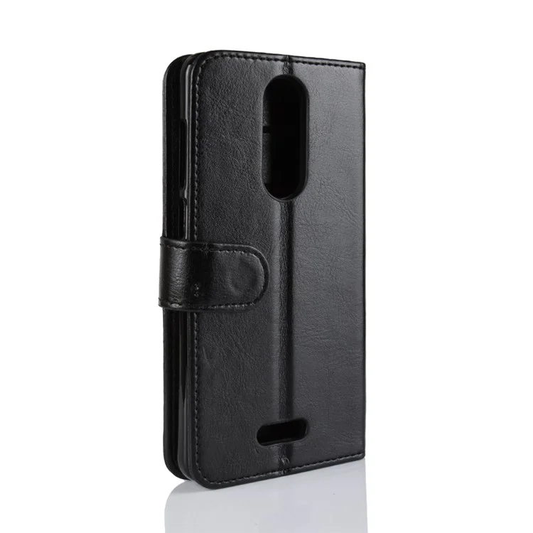 Crazy Horse PU Leather Wallet Cell Phone Case Cover for Wiko View Lite - Black