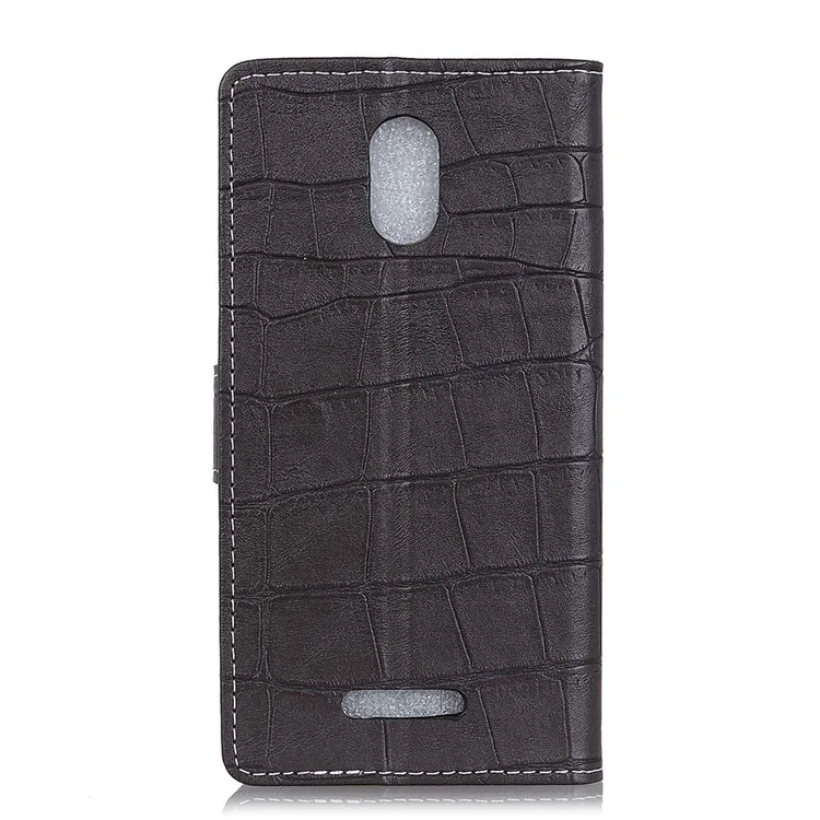 Crocodile Texture PU Leather Magnetic Wallet Case for Wiko Jerry 3 - Black