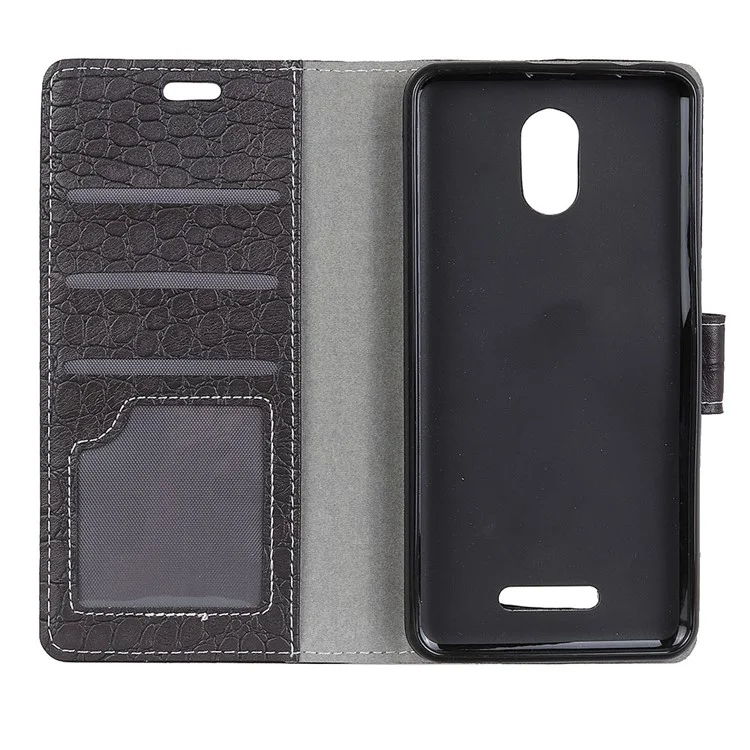 Crocodile Texture PU Leather Magnetic Wallet Case for Wiko Jerry 3 - Black