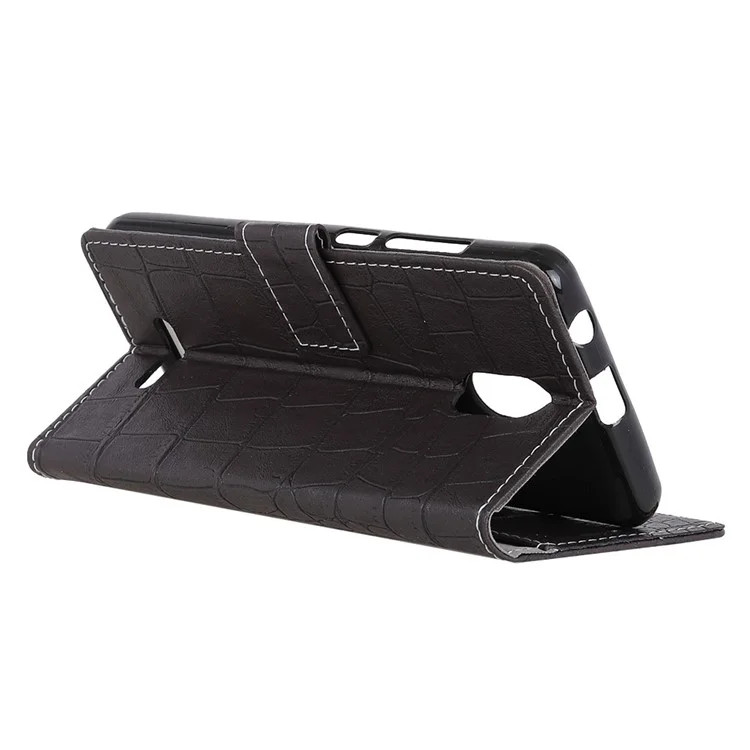 Crocodile Texture PU Leather Magnetic Wallet Case for Wiko Jerry 3 - Black