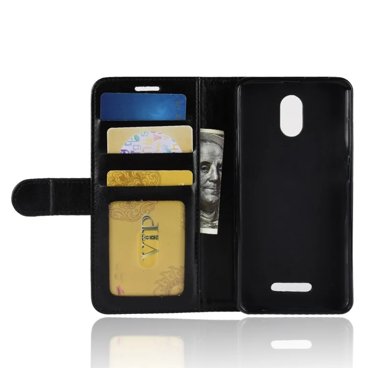 Crazy Horse Wallet Leather Stand Case for Wiko Jerry 3 - Black