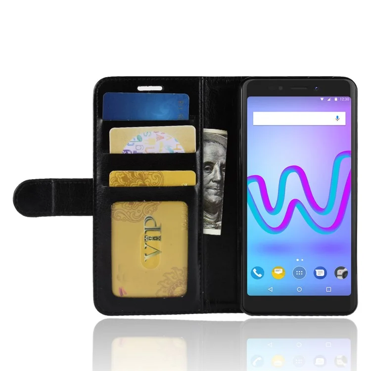 Crazy Horse Wallet Leather Stand Case for Wiko Jerry 3 - Black