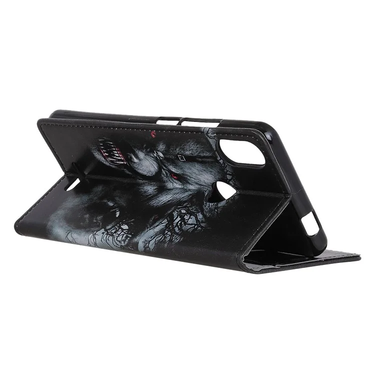 Pattern Printing Stand Leather Wallet Mobile Case for Wiko View Max - Fierce Wolf