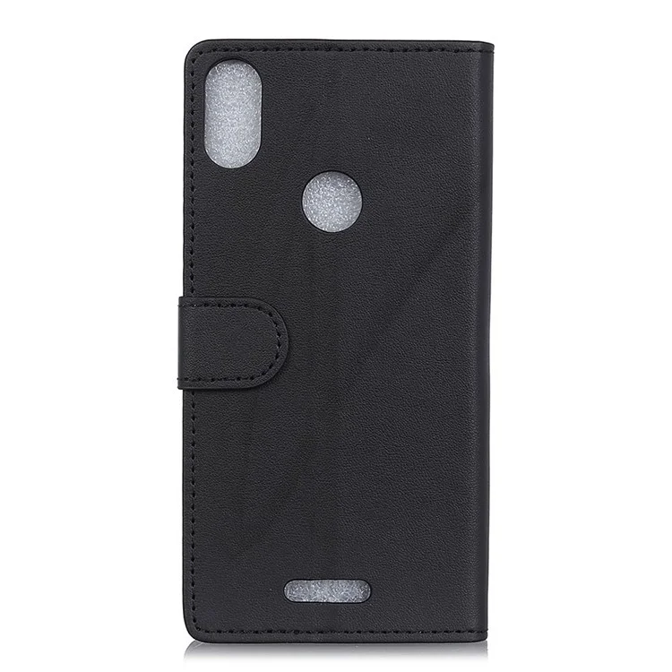 PU Leather Folio Flip Wallet Stand Cover Shell for Wiko View Max - Black
