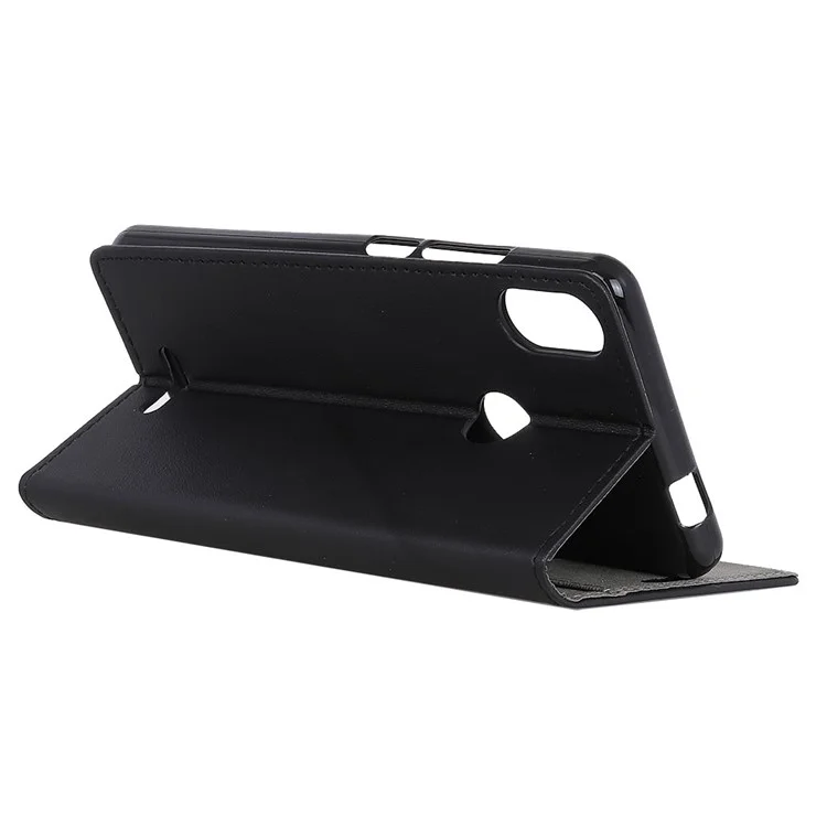 PU Leather Folio Flip Wallet Stand Cover Shell for Wiko View Max - Black