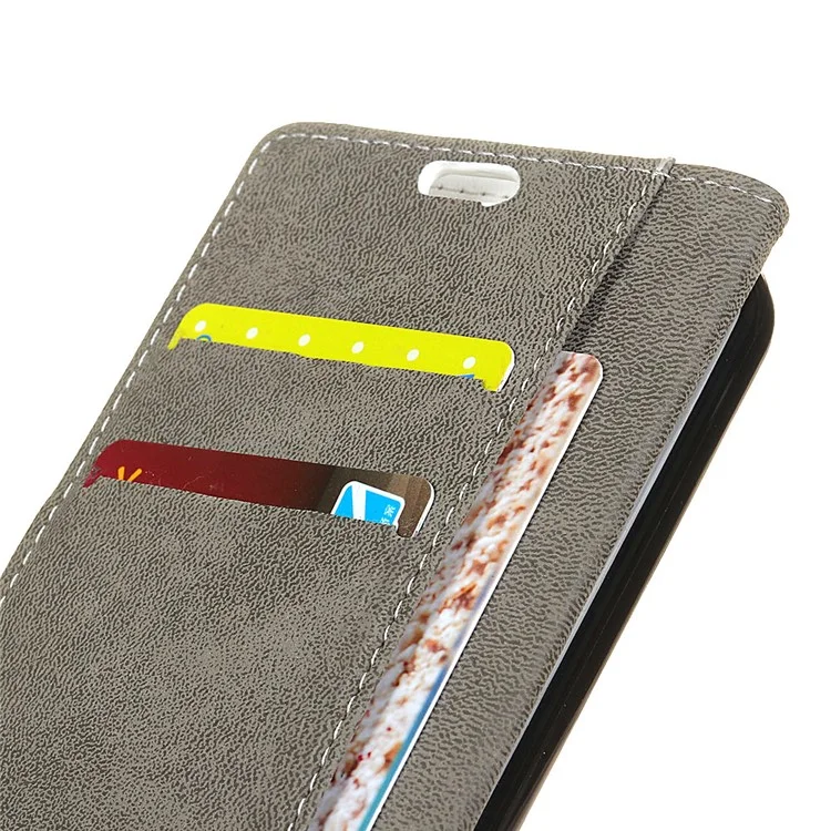 PU Leather Folio Flip Wallet Stand Cover Shell for Wiko View Max - Black