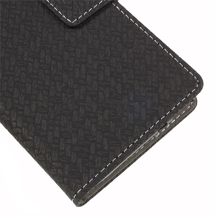 Woven Texture Wallet Magnetic Leather Phone Casing for Wiko Lenny 5 - Black