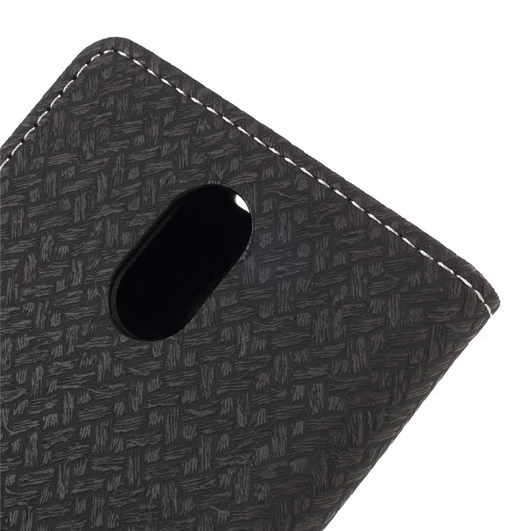 Woven Texture Wallet Magnetic Leather Phone Casing for Wiko Lenny 5 - Black