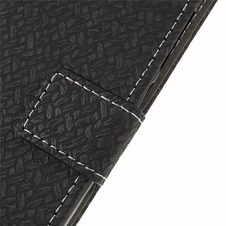 Woven Texture Wallet Magnetic Leather Phone Casing for Wiko Lenny 5 - Black