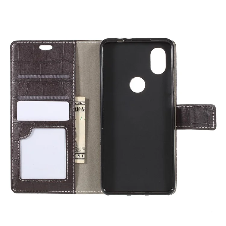 Vintage Crocodile Texture Wallet Stand Leather Case for Wiko View2 - Black