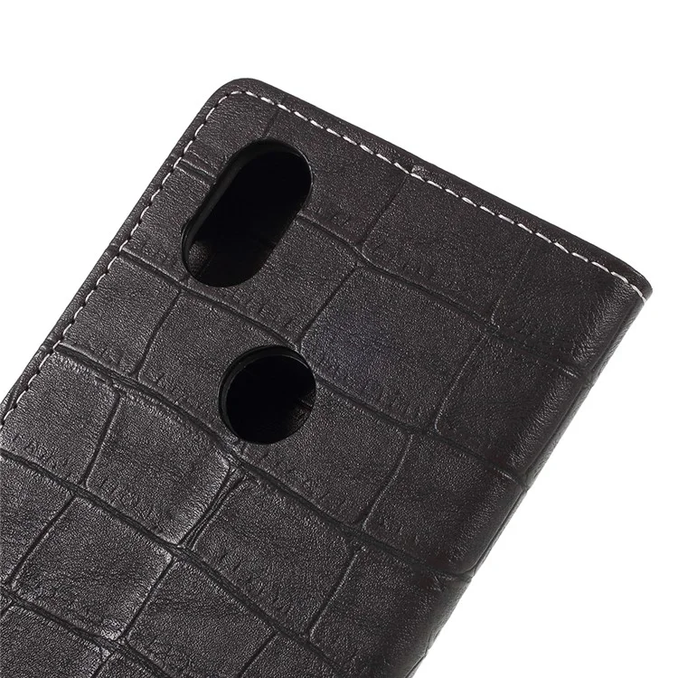 Vintage Crocodile Texture Wallet Stand Leather Case for Wiko View2 - Black