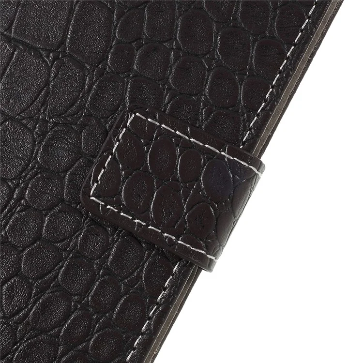 Vintage Crocodile Texture Wallet Stand Leather Case for Wiko View2 - Black