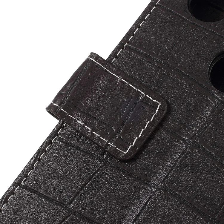 Vintage Crocodile Texture Wallet Stand Leather Case for Wiko View2 - Black