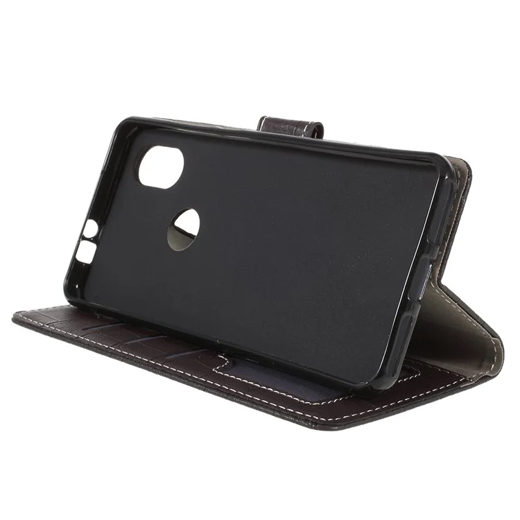 Vintage Crocodile Texture Wallet Stand Leather Case for Wiko View2 - Black