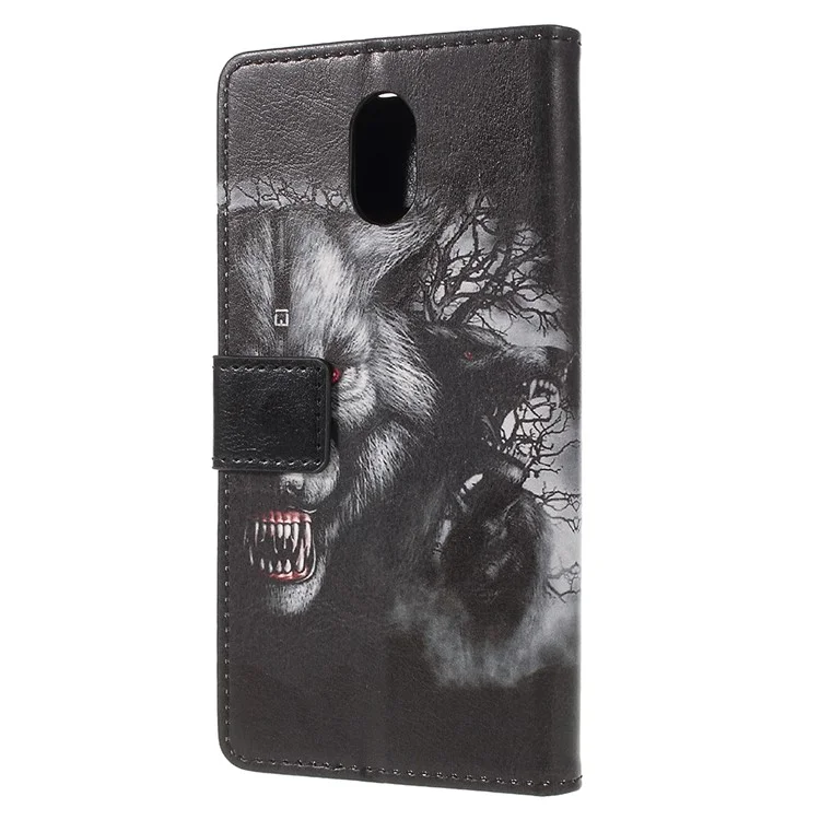 Pattern Printing Stand Leather Wallet Mobile Case for Wiko Lenny 5 - Fierce Wolf
