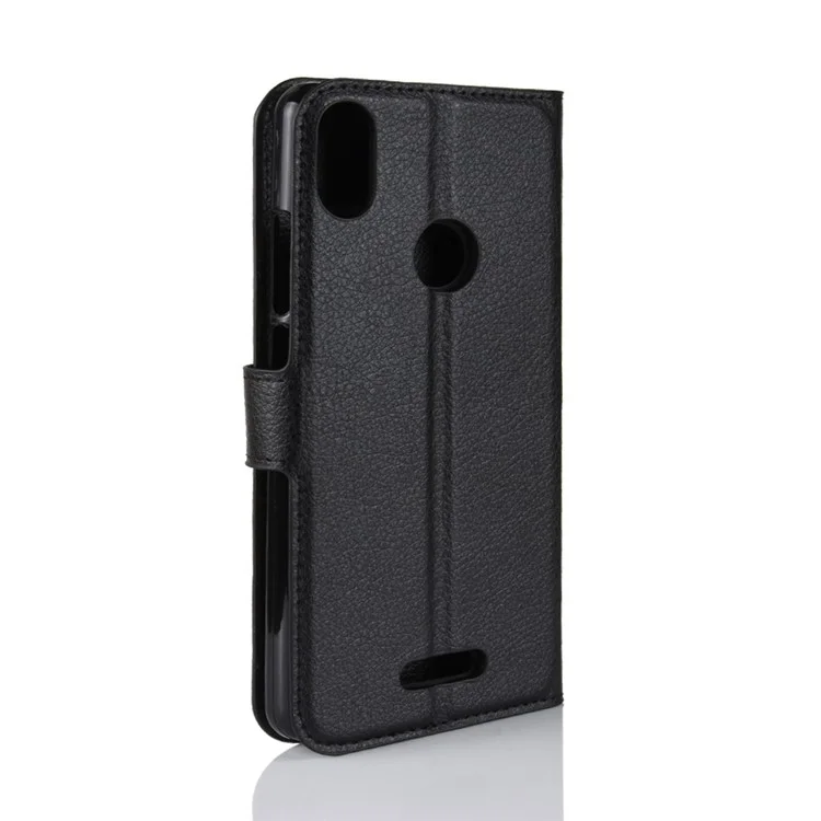 Litchi Texture Wallet Stand Leather Case for Wiko View Max - Black