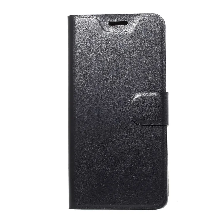 Crazy Horse Wallet Magnetic Stand Leather Case (Built-in Steel Sheet) for Wiko View Go - Black