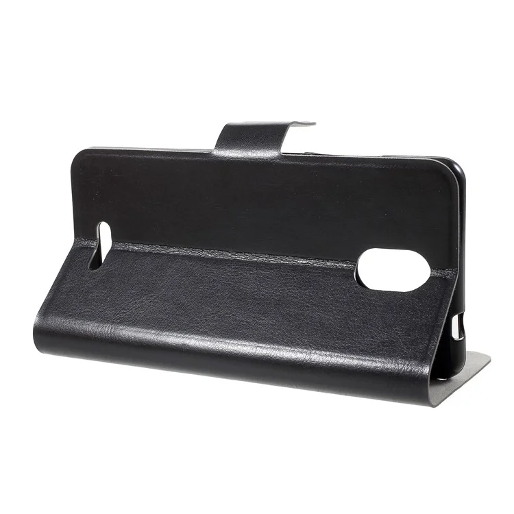 Crazy Horse Wallet Magnetic Stand Leather Case (Built-in Steel Sheet) for Wiko View Go - Black
