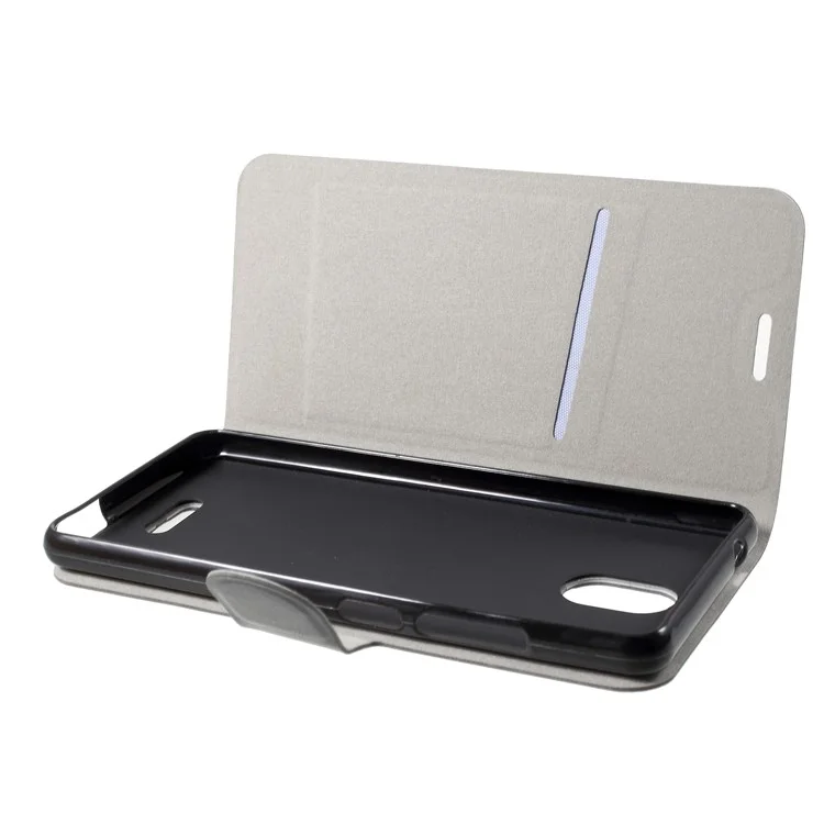 Crazy Horse Wallet Magnetic Stand Leather Case (Built-in Steel Sheet) for Wiko View Go - Black