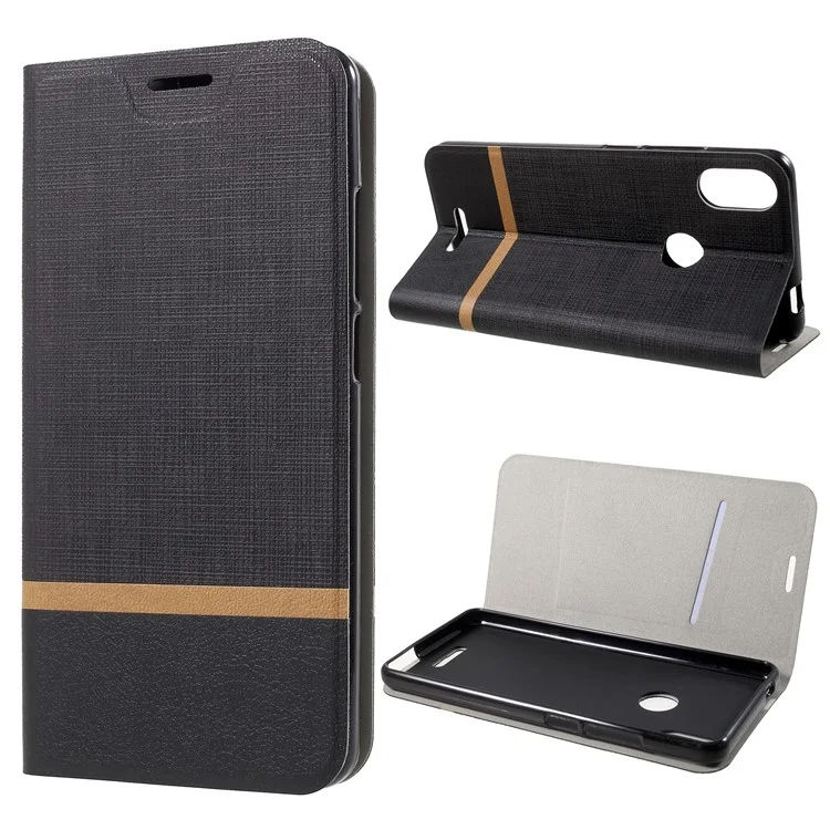 Cross Pattern Leather Card Holder Phone Cover (Built-in Steel Sheet) for Wiko View Max - Black