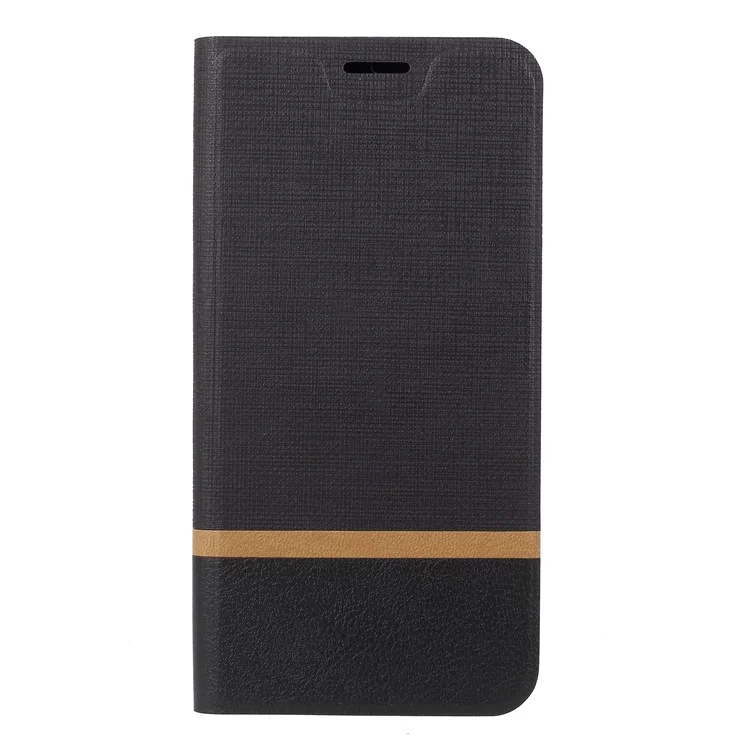 Cross Pattern Leather Card Holder Phone Cover (Built-in Steel Sheet) for Wiko View Max - Black