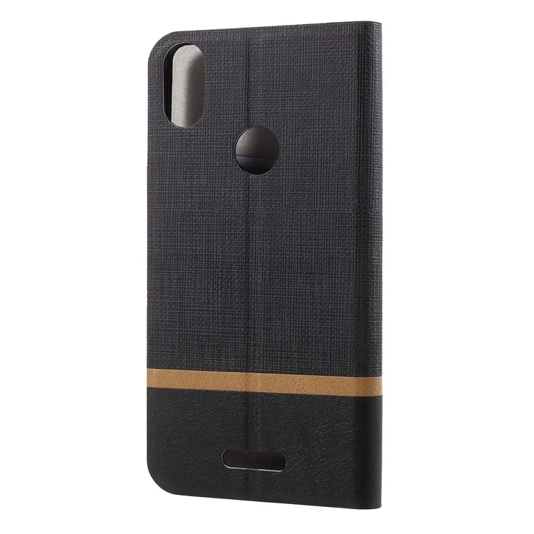 Cross Pattern Leather Card Holder Phone Cover (Built-in Steel Sheet) for Wiko View Max - Black