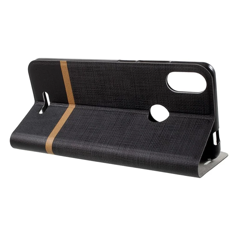 Cross Pattern Leather Card Holder Phone Cover (Built-in Steel Sheet) for Wiko View Max - Black