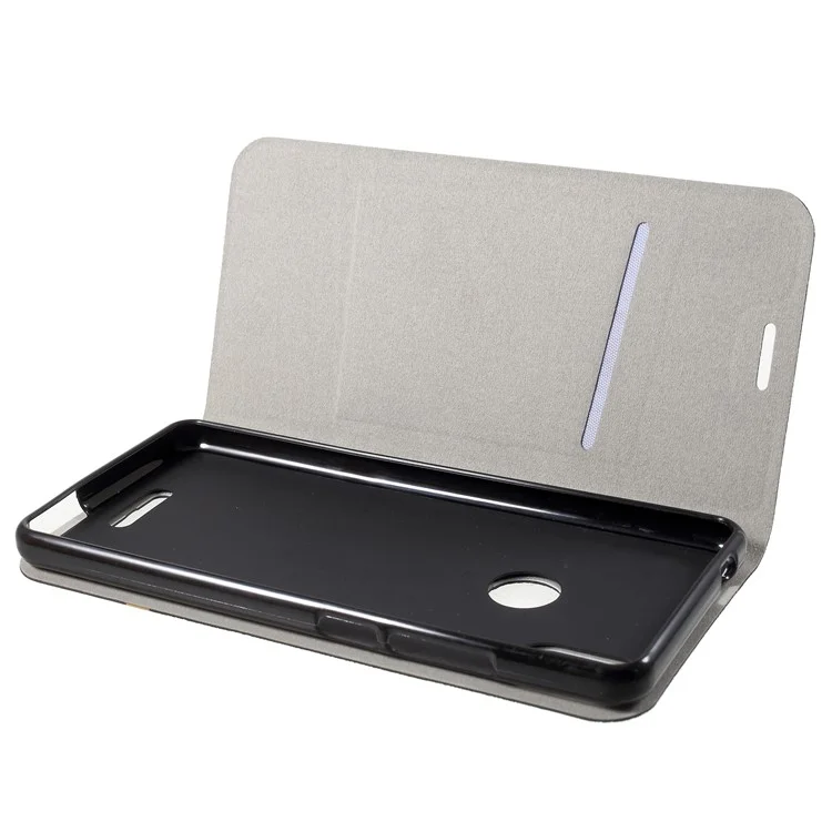 Cross Pattern Leather Card Holder Phone Cover (Built-in Steel Sheet) for Wiko View Max - Black