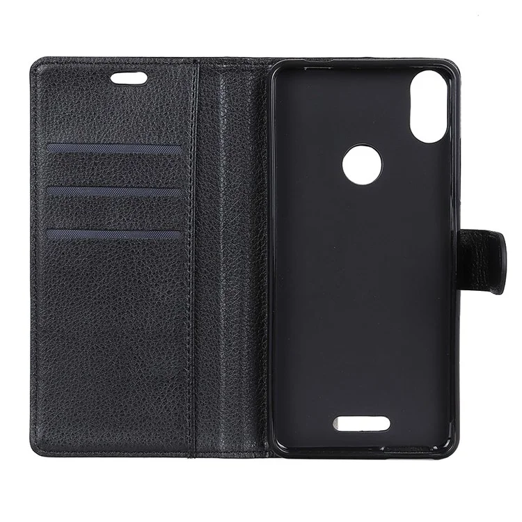 Litchi Grain PU Leather Mobile Phone Cover for Wiko View Max - Black
