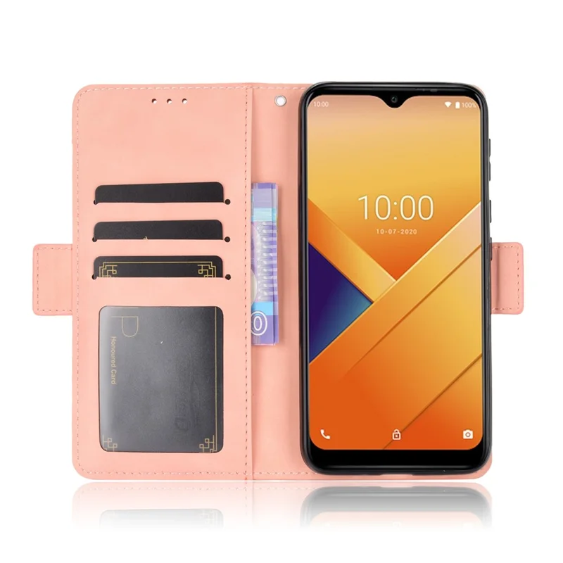 Multiple Card Slots Leather Wallet Mobile Phone Case for Wiko Y81 - Pink