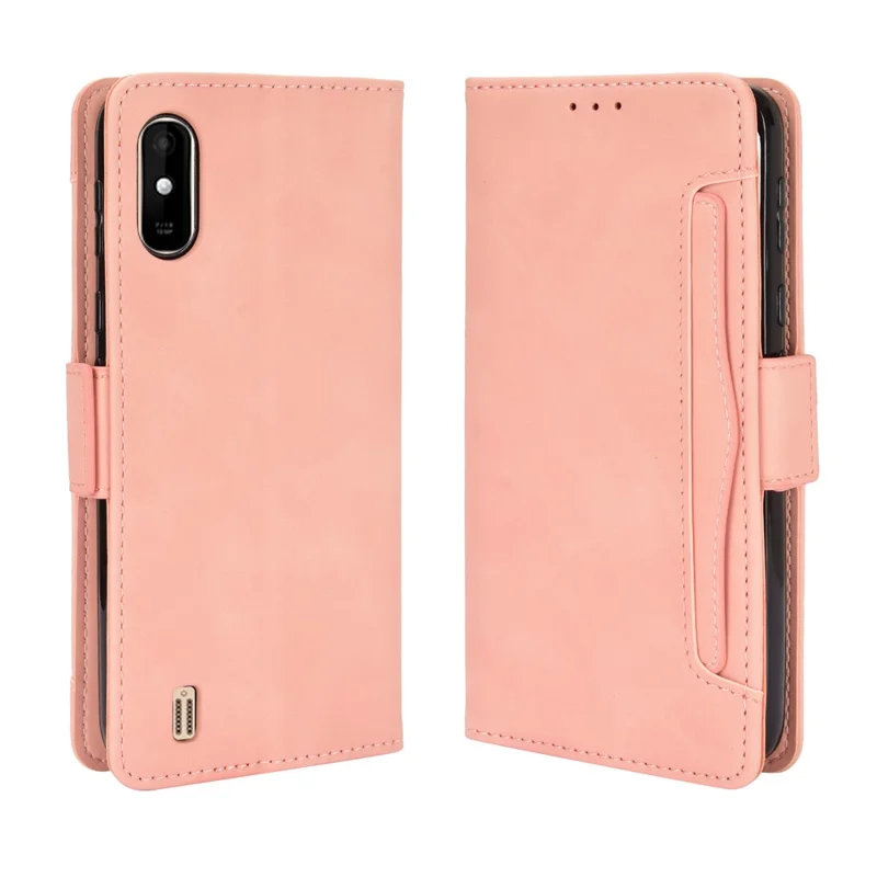 Multiple Card Slots Leather Wallet Mobile Phone Case for Wiko Y81 - Pink