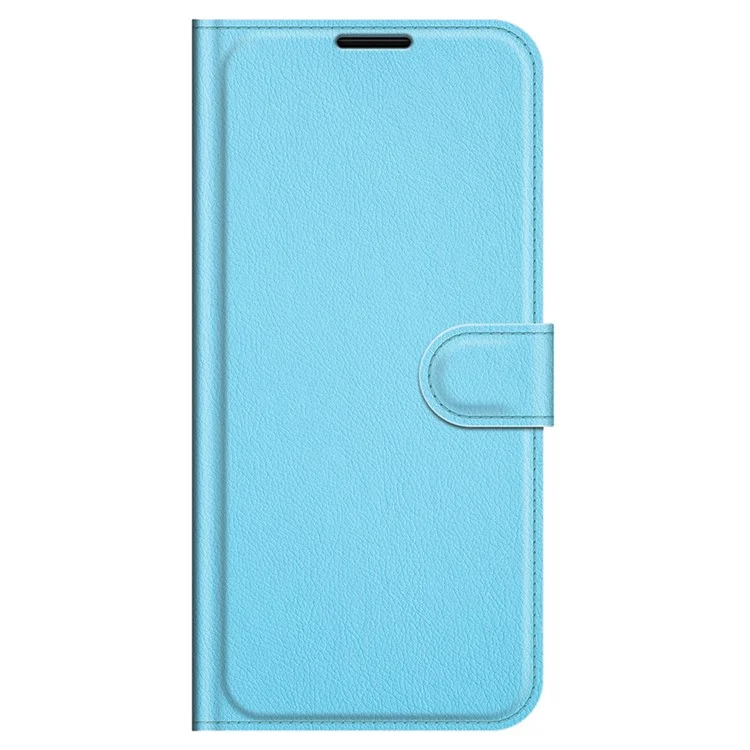 Wallet Design Litchi Texture Magnetic Clasp Soft Pu Folio Flip Custate Funda Telefónica Con Soporte Para Wiko Power U30 - Azul