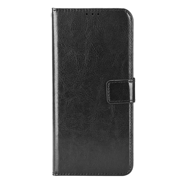 Para Wiko Y82 Caja de Teléfono Celular Crazy Horse Texture PU Leather Flip Stand Magnetic Pleging Telephip With Strap - Negro