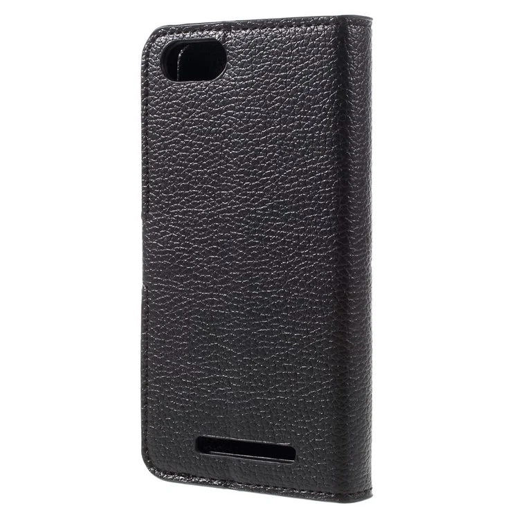 Litchi Texture Leather Wallet Stand Case for Wiko Lenny 3 - Black